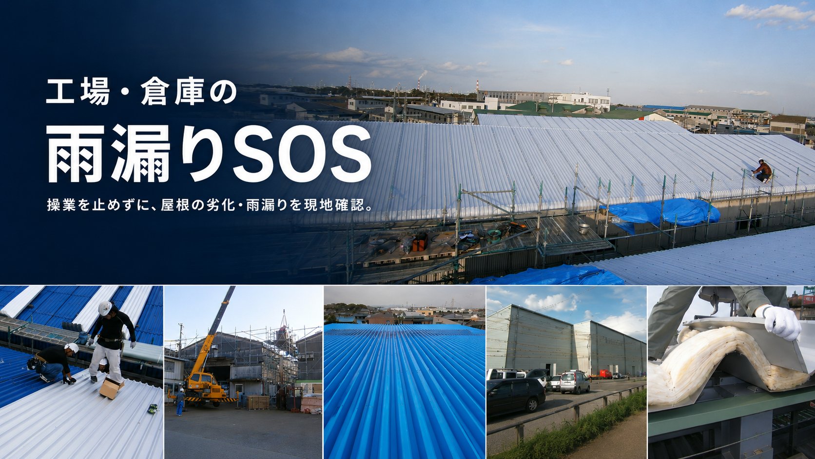 工場・倉庫の雨漏りSOS。操業を止めずに屋根の劣化・雨漏りを現地確認。