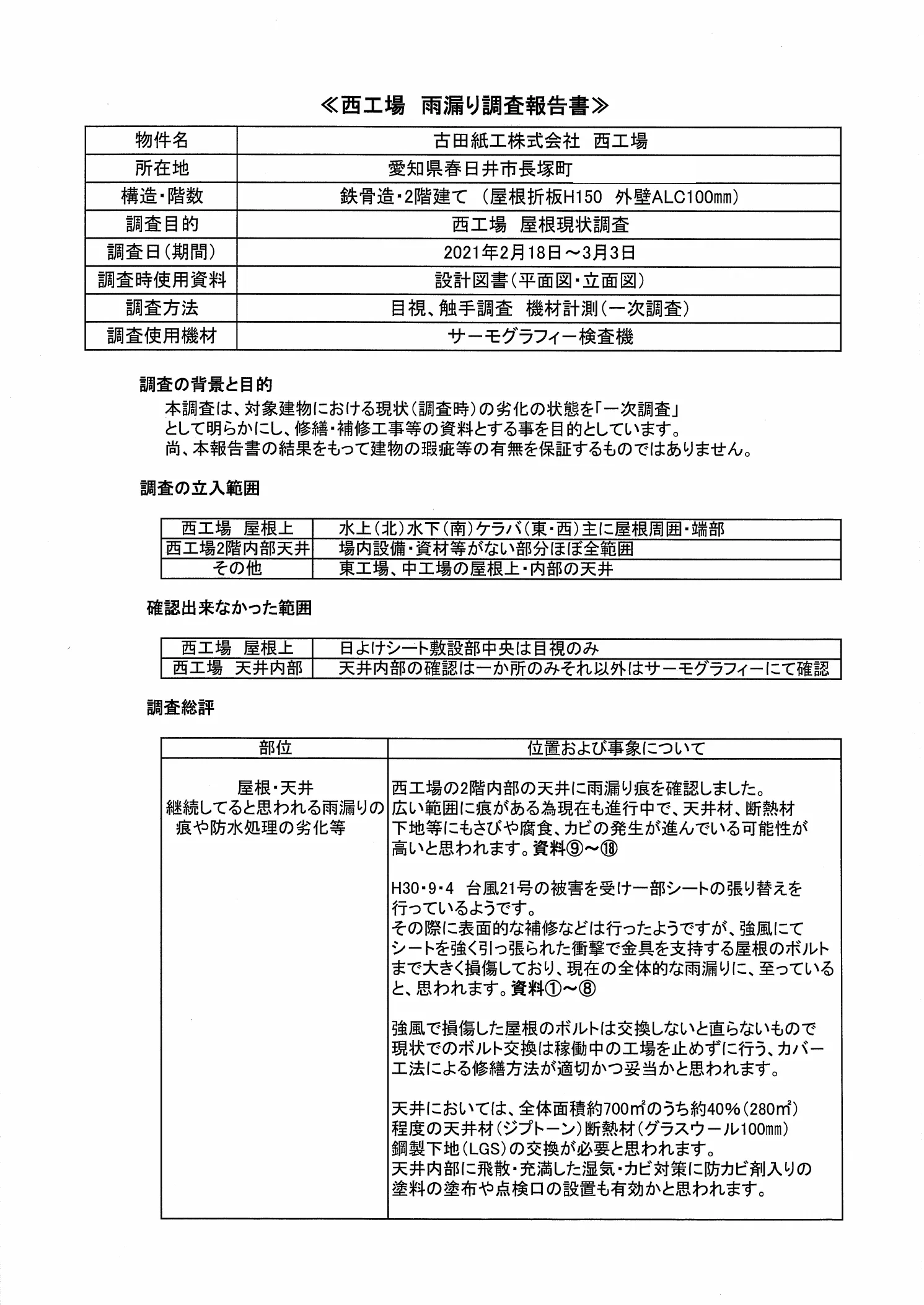 調査概要・調査範囲・調査総評